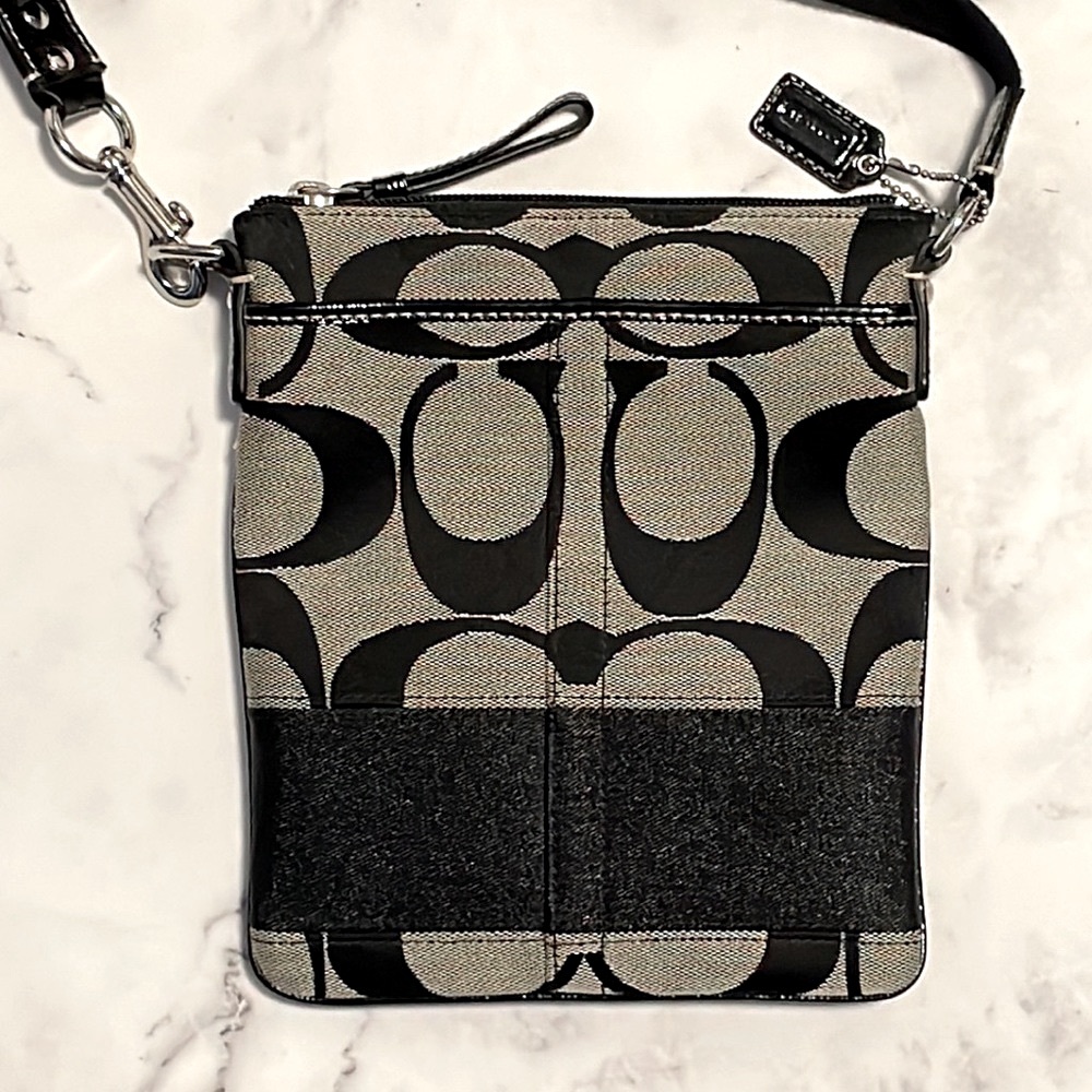 Coach black and grey canvas shoulder bag/ crossbody